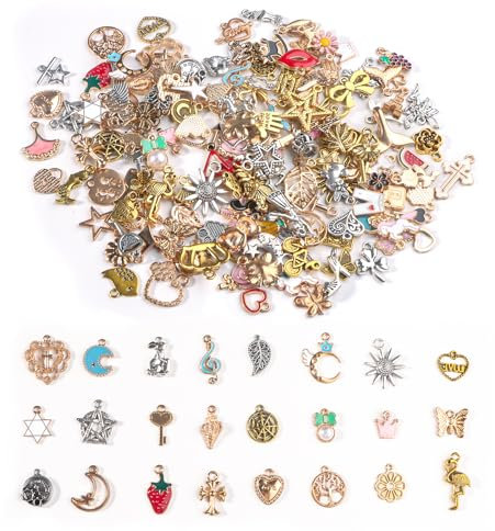 LbsAMP 150 Stück Charms Großhandel für Schmuckherstellung - Anhänger für DIY Halskette, Armband, Ohrring - Bastelbedarf