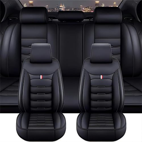 ZDDYUU Auto Sitzbezüge Set für Jeep Wrangler TJ 1997-2006, 5 Sitzer PU Leder Autositzbezüge,Wasserdicht Atmungsaktiv Schonbezüge Autositz Sitzschoner,B/Black