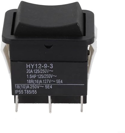 HY12-9-3 On Off On Interruttore a bilanciere, 6 pin pulsante industriale, 125/250V 18/20A, per apparecchi elettrici domestici interruttore dispositivo