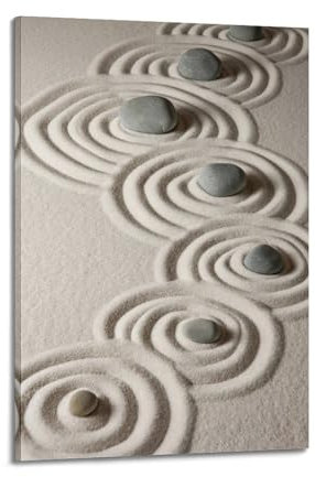 Poster mural décoratif sur toile de galets zen - Yoga méditation - 50 x 75 cm