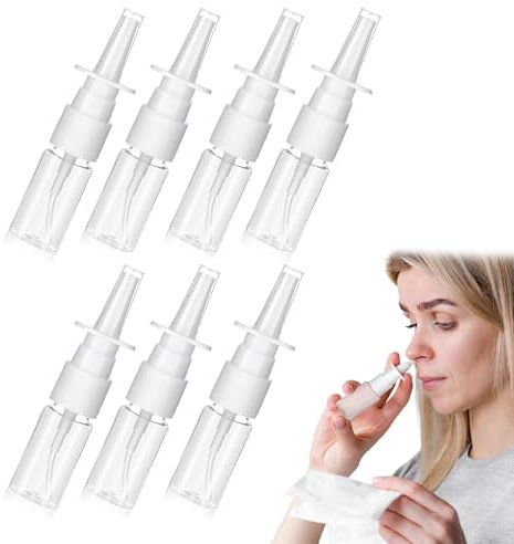 Amusingtao 7 Stück Nasenspray Flasche Leer, 10 ml Nachfüllbare Zerstäuber Sprühflasche Kunststoff Nasenzerstäuber Feiner Sprühnebel Nasensprayflasche Parfüm Ätherisches Öl (Transparent)