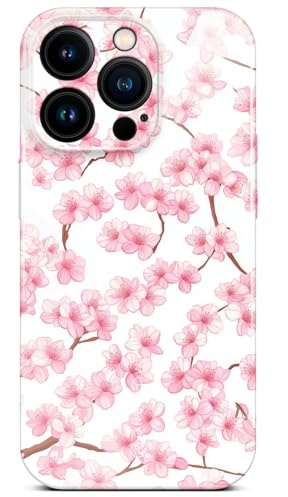 ONEFLOW Flower Cover für iPhone 14 Pro Hülle in Floral Optik, Blumen Designer Case Handy Schutzhülle mit Kameraschutz, Hardcase dünne Handyhülle Blumenmuster, Kirschblüten