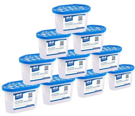 Harbour Housewares Interior Dehumidifiers - 500ml - Unscented - 10x Home Wardrobe Anti-Mould Damp Condensation Absorber Moisture Trap Air Freshener
