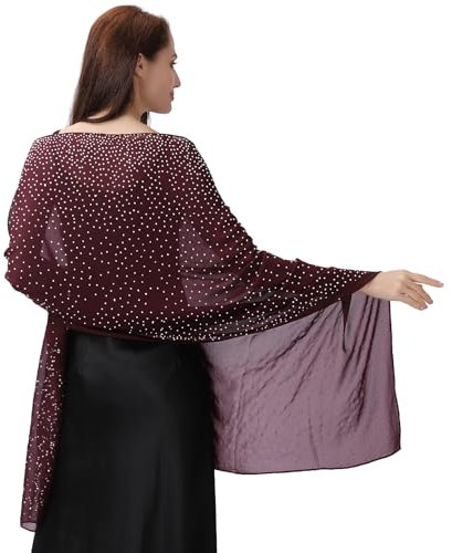 Ladiery Schal und Wraps für Abendkleider, Weicher Schiere Chiffon Funkelnden Strass Hochzeitschal formelle Schal Wraps für Frauen