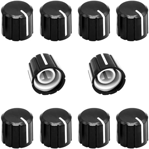 Potentiometer-Regler, 6 mm, D-Typ, Kunststoff, Lautstärke, Audio-Mixer, Bass-Ton, Drehknopf, für Encoder, E-Gitarre, Lautsprecher, Board, DJ-Controller, Konsole, Einstellknopf, Schwarz, 15 x 13,5 mm
