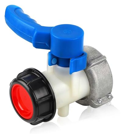 Kadryxon IBC Container Klappenhahn,IBC Tank Adapter Auslass Regelventil DN40 62mm auf S60x6 (60mm), IBC Absperrhahn Auslaufhahn IBC Tank Zubehör für IBC Tank Container Wassertank