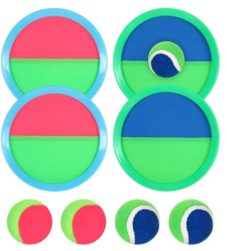 NYTGAH Klettballspiel für Kinder mit 4 Fangscheiben und 4 Bällen für Gartenspielzeug, Gartenspielzeug, Ostergeschenke, Strandspiele Outdoor Spiele für Kinder ab 3, 4, 5, 6, 7 und 8 Jahren