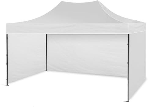 BDW - Barnum Pliant Professionnel Blanc - 3 x 4,5 x 2,2 m - Tente de Réception et Stand de Marché - Montage Rapide - Idéal pour événements, Fêtes, Marchés - Maison Dépliable - Mobilier de Jardin