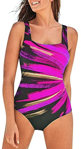 Costume Piscina Donna con Sostegno Seno Sportivo Costume da Bagno Brasiliana Scollo U Controllo Addominale Modesto Atletico Costumi Mare Curvy Sexy Croce Indietro Monokini Tranining
