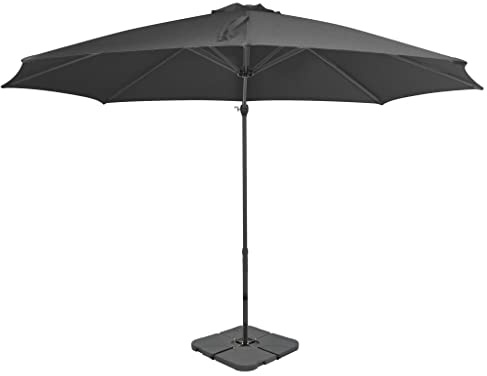 Holamys Grand parasol déporté anthracite de 3 m avec manivelle, fonction d'inclinaison et rotation à 360 °, avec pied de parasol stable et remplissable pour jardin, terrasse et balcon