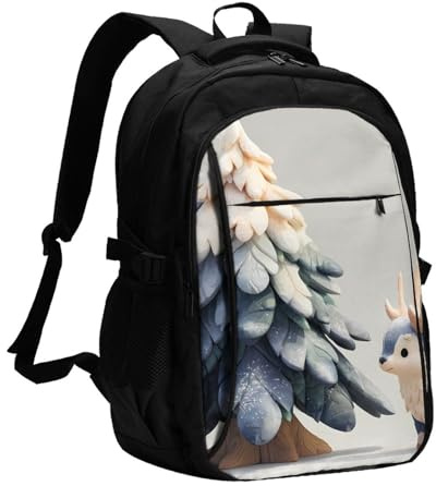 BOAIHH Cartoon Elch Rucksack mit großer Kapazität, computerunabhängiges Fach, Druckentlastung, Arbeit, Pendeln