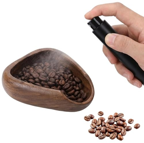 Walnut Wood Coffee Dosing Cup and Spray Bottle Set, Premium Dosing Cup for Measuring Coffee Beans, Essential Coffee Accessories for Home Barista and Coffee Enthusiasts
