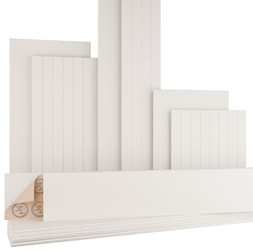AKUSTIKO Akustikpaneele Selbstklebend 240x30cm - 8 Stück Warmweiß Akustik Wandpaneele Brandschutzklasse B-s1-d0 Panels Filz 9mm Hexim Decken- & Wandverkleidung Decken Platte (5.76m²)