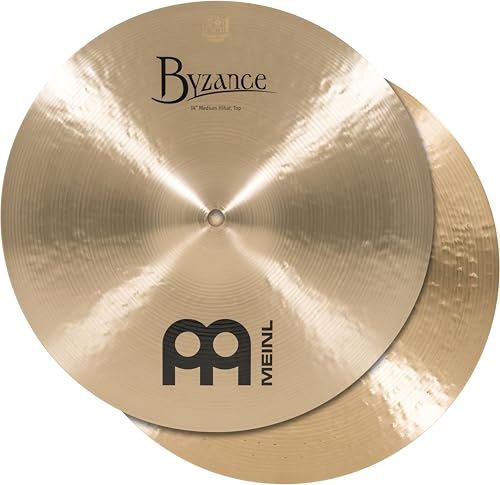 Meinl Cymbals Byzance Traditional Hihat Medium Cymbal 14 inch (Video) for Drum Kit (35,56cm) - Pair - B20 Bronze, Traditional Finish (B14MH)