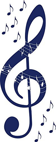 GRAZDesign Wandtattoo Musik Wohnzimmer Jugendzimmer Musikraum | Wandaufkleber Notenschlüßel - 126x50cm / 049 königsblau
