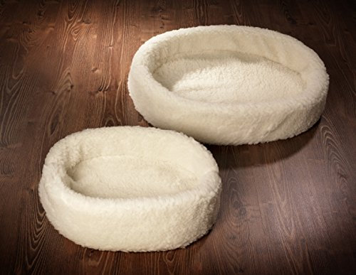 Hunde-/Katzenbett aus reiner Schurwolle, weiß, 40x50cm