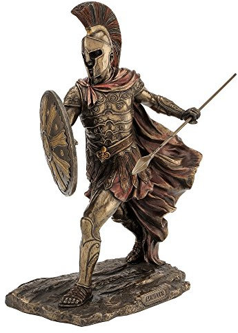 US 28,9 cm Achilles mit Speer und Schild kalt gegossen Bronze Figur