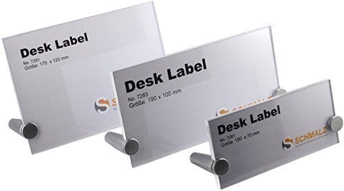 Tisch-Namensschild aus Acryl inkl. hochwertige Kupferständer silber veredelt Display Tischaufsteller (150 x 70 mm)