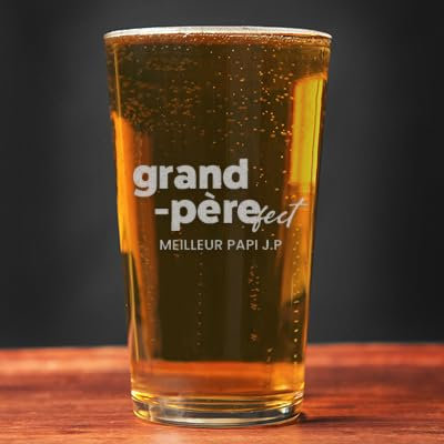 CADEAUX.COM - Verre à Bière - Grand Père-fect - Chope à Bière Personnalisable - Idee Cadeau Homme Personnalisé - Verre a Biere Personnalisable Message - Fête des Grands-Pères - Cadeau Papy