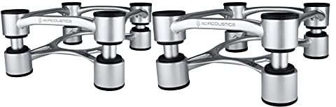 IsoAcoustics - Supporti per altoparlanti serie Aperta con regolazione inclinabile: Aperta200 (20 x 25.4 cm) Argento