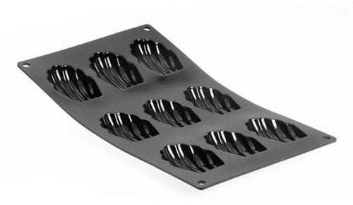 De Buyer - Plaque de 9 Madeleines MOUL'FLEX en silicone - 17,5 x 30 cm -, Noir