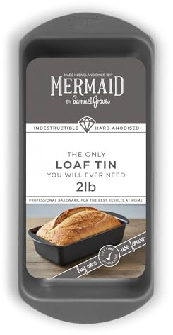 Mermaid 2lb Hard Anodised Loaf Tin – Hard Anodised Aluminium Bread & Cake Tin, Non-Toxic, Natural Patina, Oven Safe 240°C, Made by Britain’s Oldest Bakeware Manufacturer (25 x 11 x 5 cm) (2lb)