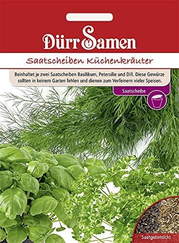Saatscheiben Küchenkräuter Samen Sortiment 6 Saatscheiben Küchenkräuter Kräutersamen Saatgut Balkon Garten Hochbeet Kübel Dürr Samen