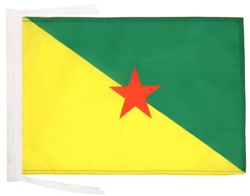 BANDERA de GUAYANA FRANCESA 45x30cm - BANDERINA DE GUYANE FRANÇAISE - FRANCIA 30 x 45 cm cordeles - AZ FLAG
