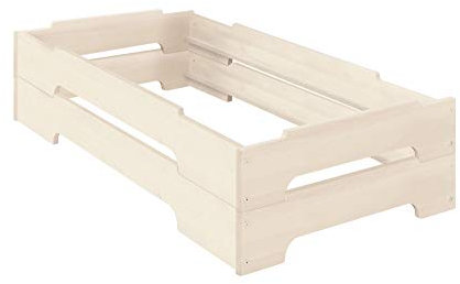 BioKinder - Das gesunde Kinderzimmer Stapelbett Kinderbett 70 x 140 2 Stück, Farbe:Naturweiß