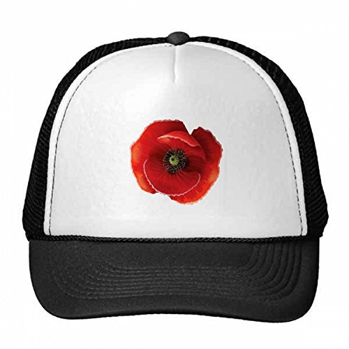 DIYthinker Blumen-Malerei Big Corn Poppy Trucker-Mütze Baseballkappe Nylon-Mesh-Kühler Hut justierbare Kappe Kinder Red