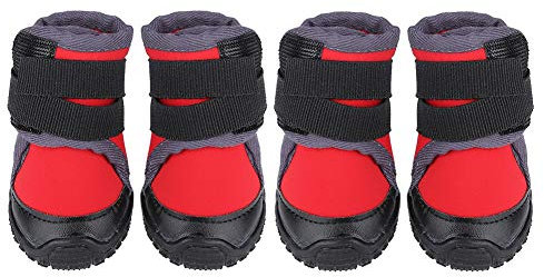 Hundeschuhe Pfotenschutz, wasserdichte Anti-Rutsch Hundestiefel, Outdoor Sportschuhe für Mittlere und Große Hunde, Rot