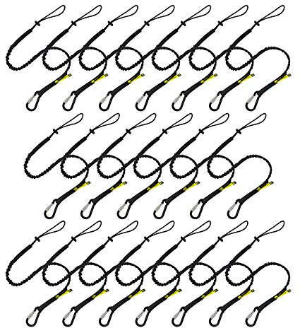 BearTOOLS Tool Lanyard with Single Carabiner and Adjustable Loop End, Standard Length, Maximum Weight Limit 8KG / 17.6lb, Aluminum Screw Lock Carabiner with Shock Cord Stopper, 09220S (20 Pack)