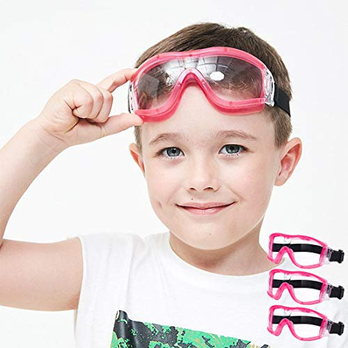 COMLZD Schutzbrille Kinder für Nerf Spielen Stoßfest Gläser Beschlagfrei Verstellbarer Riemen Passform für 5-12 Jahre (Pink) (3pink)