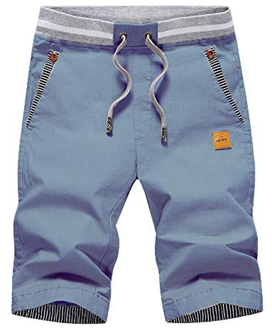 JustSun Short Homme Coton Short Court Homme Ete Chino Bleu Jean XL