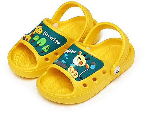 CELANDA Ciabatte da Spiaggia per Ragazzi e Ragazze Antiscivolo Pantofole da Bagno Bambini Morbidi Scarpe da Piscina Interno Esterno Estive Sandali Giallo-B 30/31 EU