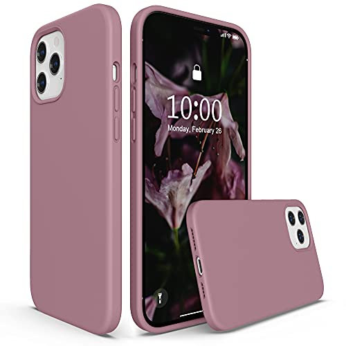 SURPHY Liquid Silicone Case for iPhone 12 Pro Max Case, Gel Rubber Full Body Thickened Design Shockproof Phone Case with Microfiber Lining for iPhone 12 Pro Max 6.7 Inches 2020 (Lilac Purple)