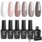 beetles Gel Polish- 6 Colors Capricorn Goat's Tail Set White Nude Gray Pink Glitter Gel Polish Kit Popular Nail Art Design Soak Off Nail Lamp Nail Polish DIY Gel Nails Art