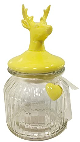 Glas Dose 0,5L mit Hirschdeckel gelb