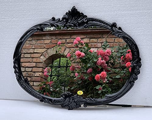 artissimo Wandspiegel Oval Schwarz Barock Antik Stil 52x42cm Badspiegel Vintage Retro Modern Spiegel Prunk zum Aufhängen Nostalgie C17
