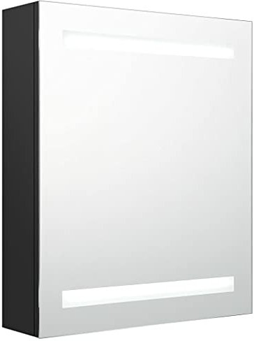 vidaXL LED Bad Spiegelschrank Badezimmerspiegel Badspiegel Spiegel Badschrank Badezimmerschrank Hängeschrank Wandschrank Schwarz 50x14x60cm