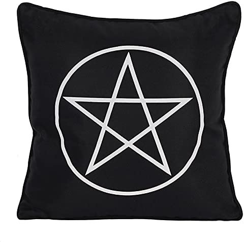 Mysticalls Kissen mit Pentagramm Aufdruck - Moon Mondphase Black Magic