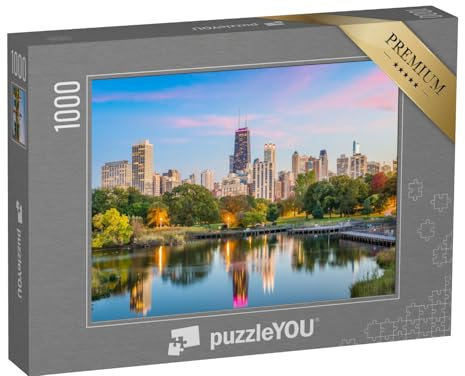 puzzleYOU: Puzzle 1000 Teile „Skyline von Chicago vom Lincoln Park aus, USA“ – aus der Puzzle-Kollektion Chicago, Amerika, Amerikanische Städte