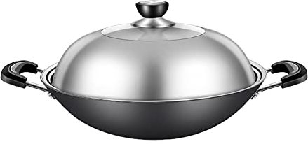 YYUINU Wok en fonte - Style ancien - En fonte - Diamètre : 36 cm