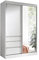 Schwebetürenschrank Megajra mit 3 Schubladen und Spiegel, Kleiderschrank, Schiebetürenschrank mit 2 Kleidestangen, Garderobe, Schlafzimmer (Breite: 140 cm, White)