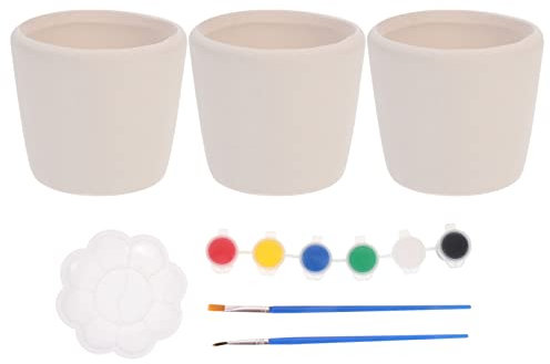 Toyvian Ceramic Planter 1 Set DIY Paint Pots Craft Kit Paintable Ceramic Flowerpots Make Your Own Craft Flower Pots Ready to Paint for Kids Classroom Project Activity White Ceramic Flower Pot