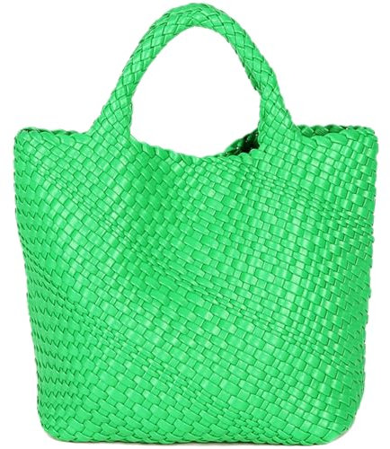 Mode Gewebte Tasche Shopper Tasche Reise Handtaschen und Geldbörsen Frauen Tote Bag Große Kapazität Schulter Taschen, Avocadogrün, 16.1 W x 7.1 D x 11 H