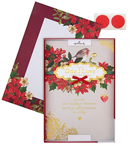 Hallmark Weihnachtskarte für eine Person, die ich liebe – traditionelles Rotkehlchen und Laub-Design