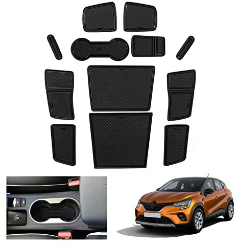 GAFAT Renaul-t Captur 2 | E-Tech | Hybrid 2020-2024 2025 Antirutschmatten, Captur 2023 Gummimatten, Mittelkonsole Getränkehalter, Türnaht Matten, Kompatibel mit Renault Captur 2 [Nicht für Handbremse]