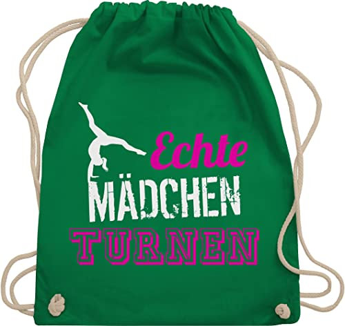 Shirtracer Turnbeutel Rucksack - Echte Mädchen turnen I Geschenk Turnerin - Unisize - Grün - kunstturnen kinderturnbeutel sport turn beutel für turner 25. geburtstag gymnastic stoffbeutel sportbeutel