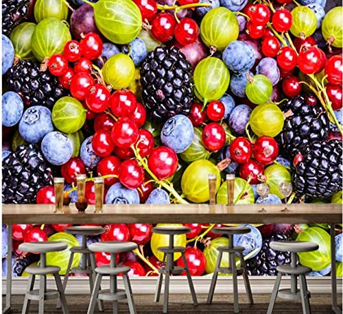 FLOOTS Benutzerdefinierte 3D, Beere Brombeere Blaubeere Lebensmittel Wandbild Verwendet Für Küche Restaurant Hintergrund Dekorative Tapete-140Cmx100Cm